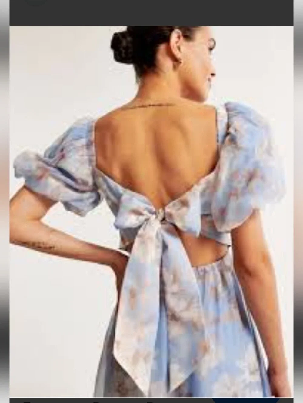 NWT Abercrombie Emerson Drama Bow-Back Maxi Dress Blue Floral Organza S